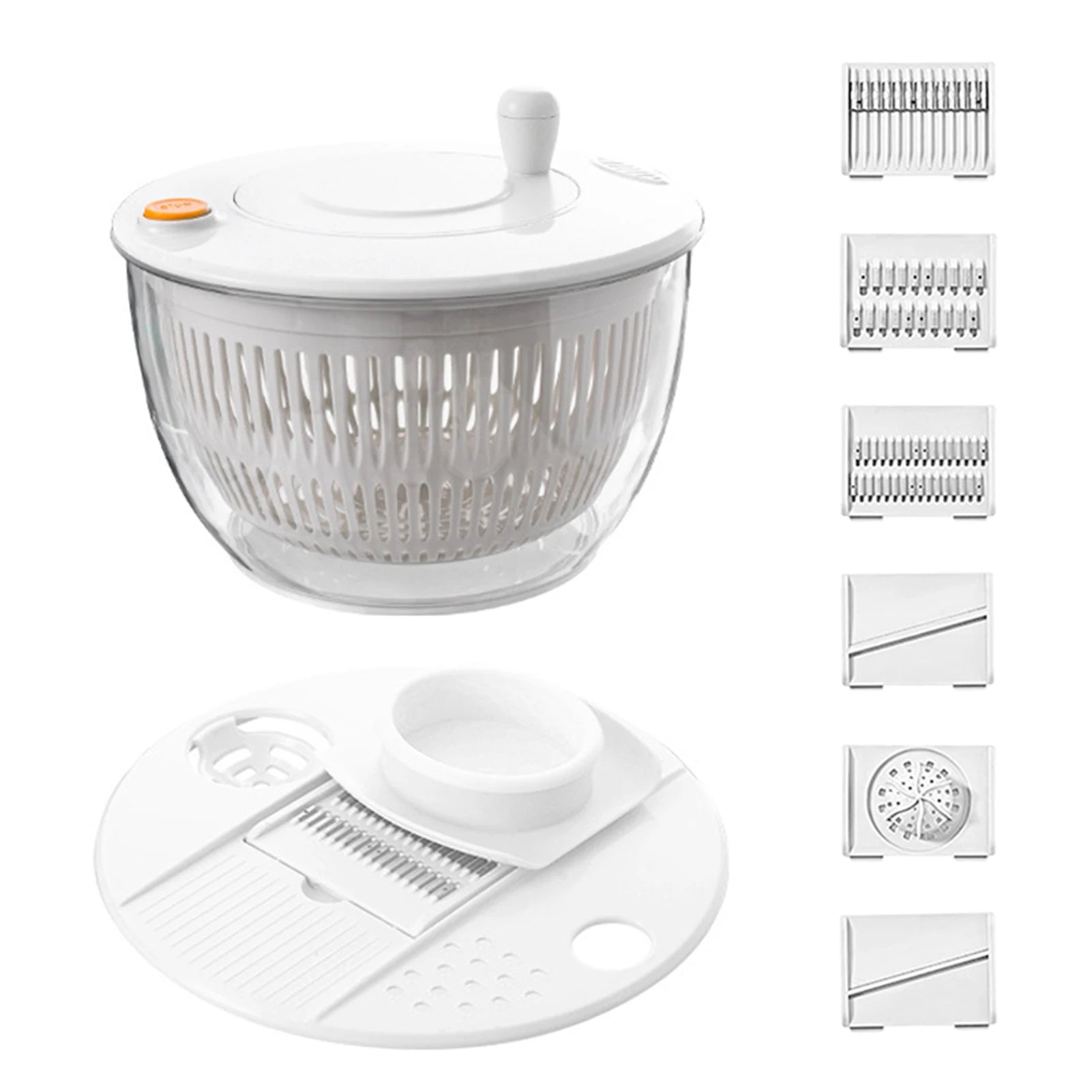7-Piece Salad Spinner Set – 5L Bowl with 6 Slicer Blades
