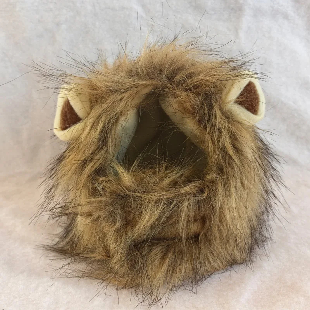 Lion Costume Hat for Pets, Plush Brown Mane, Adjustable Neck