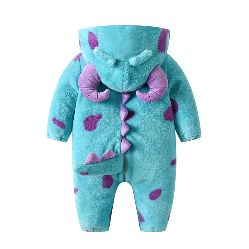 Baby Hooded Fleece Jumpsuit Cartoon Winter Romper 6M-5T