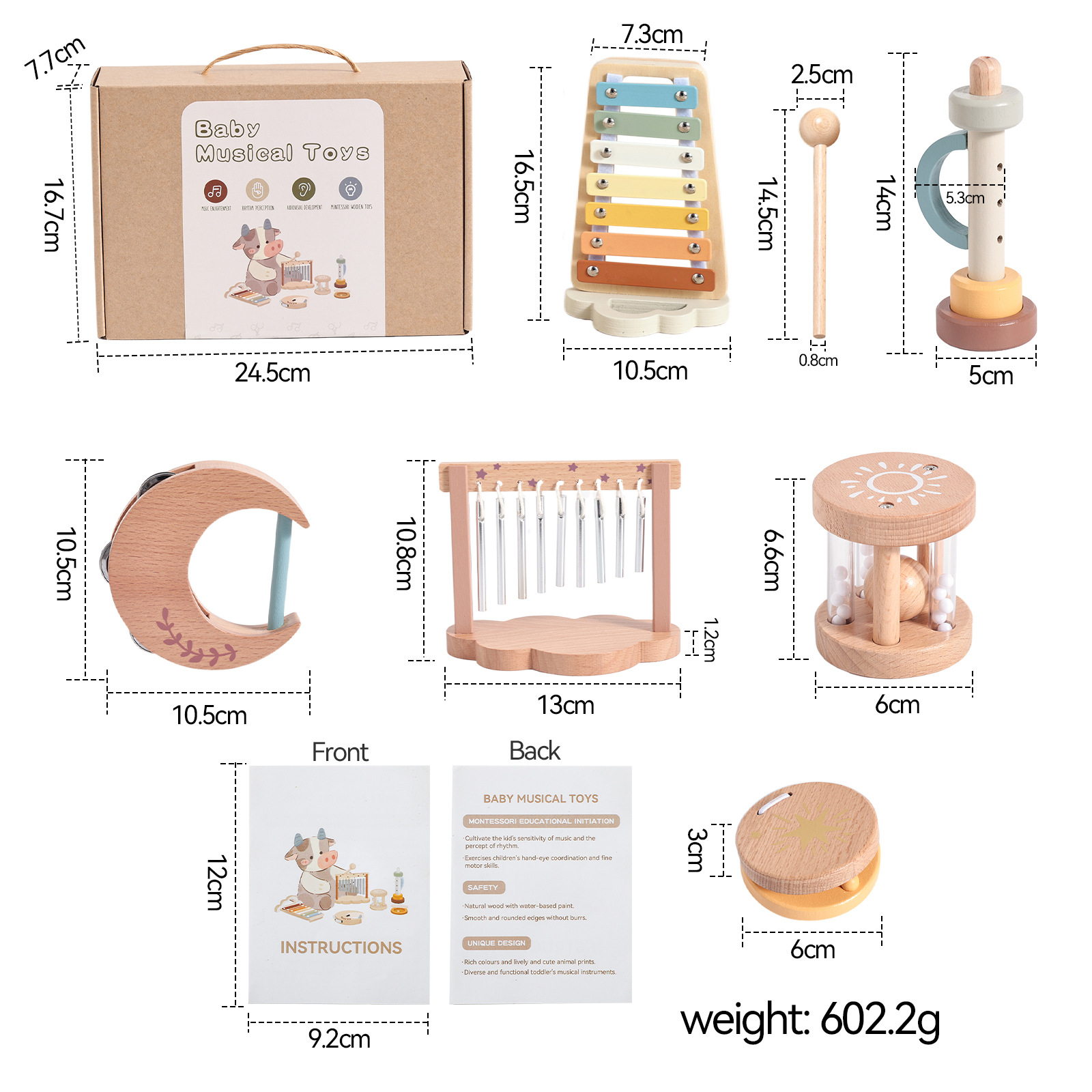 Wooden Musical Toy Set for Rhythm Play and Early Learning