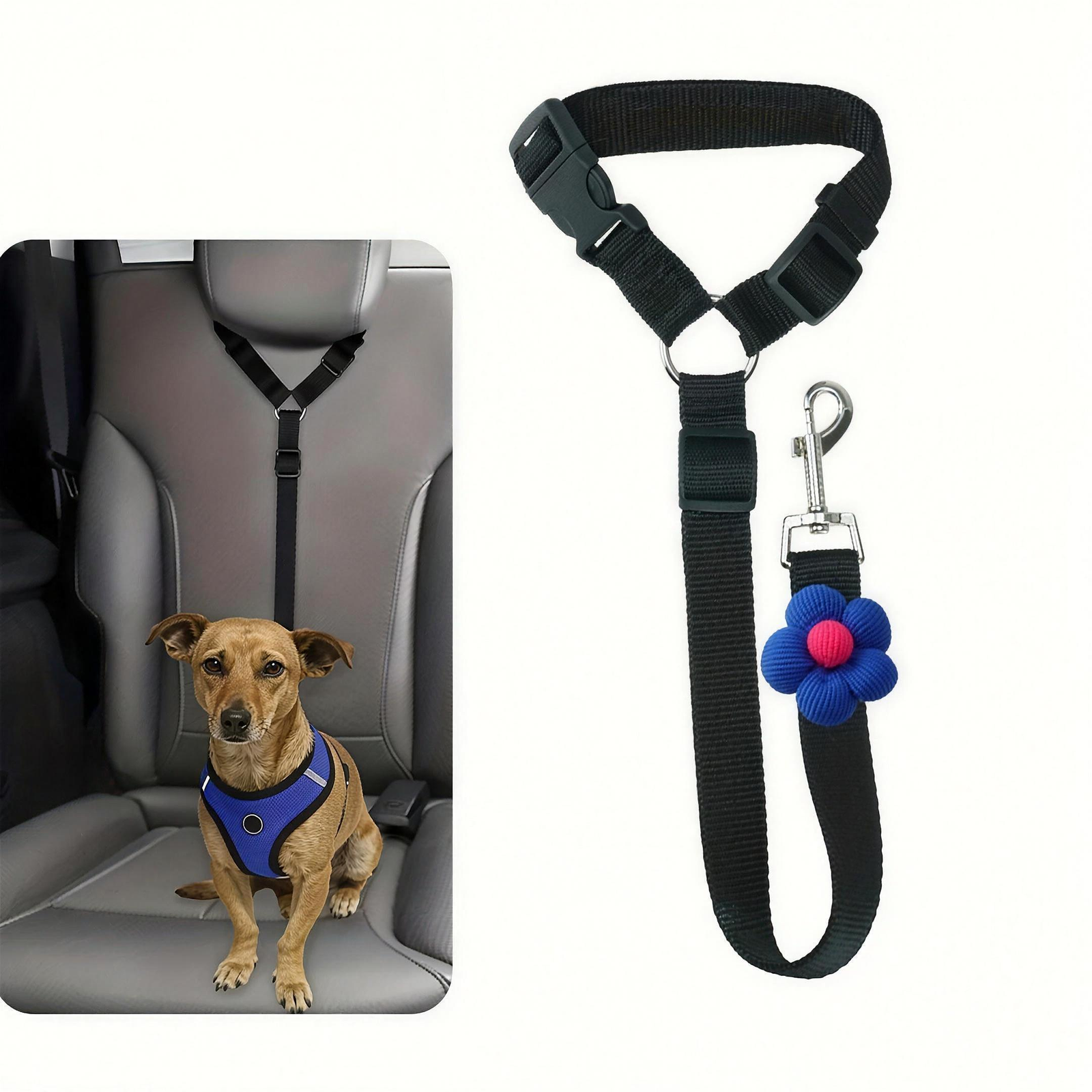 Dog Car Seat Belt Adjustable Headrest Clip with Swivel Hook