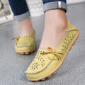Women's Perforated Lace-Up Casual Shoes with Flat Sole