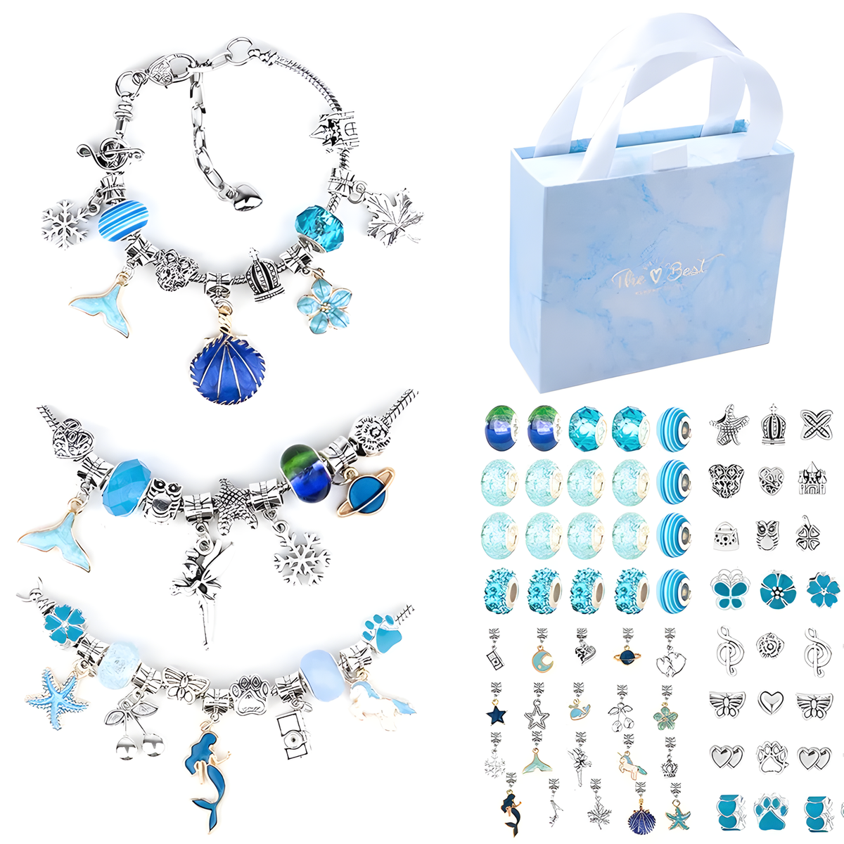 DIY Charm Bracelet Making Kit, Colorful Beads and Pendants