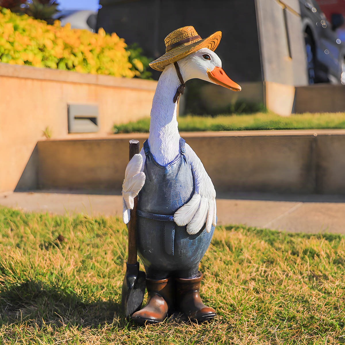 Resin Gardener Duck Figurine, Individual Decorative Accent
