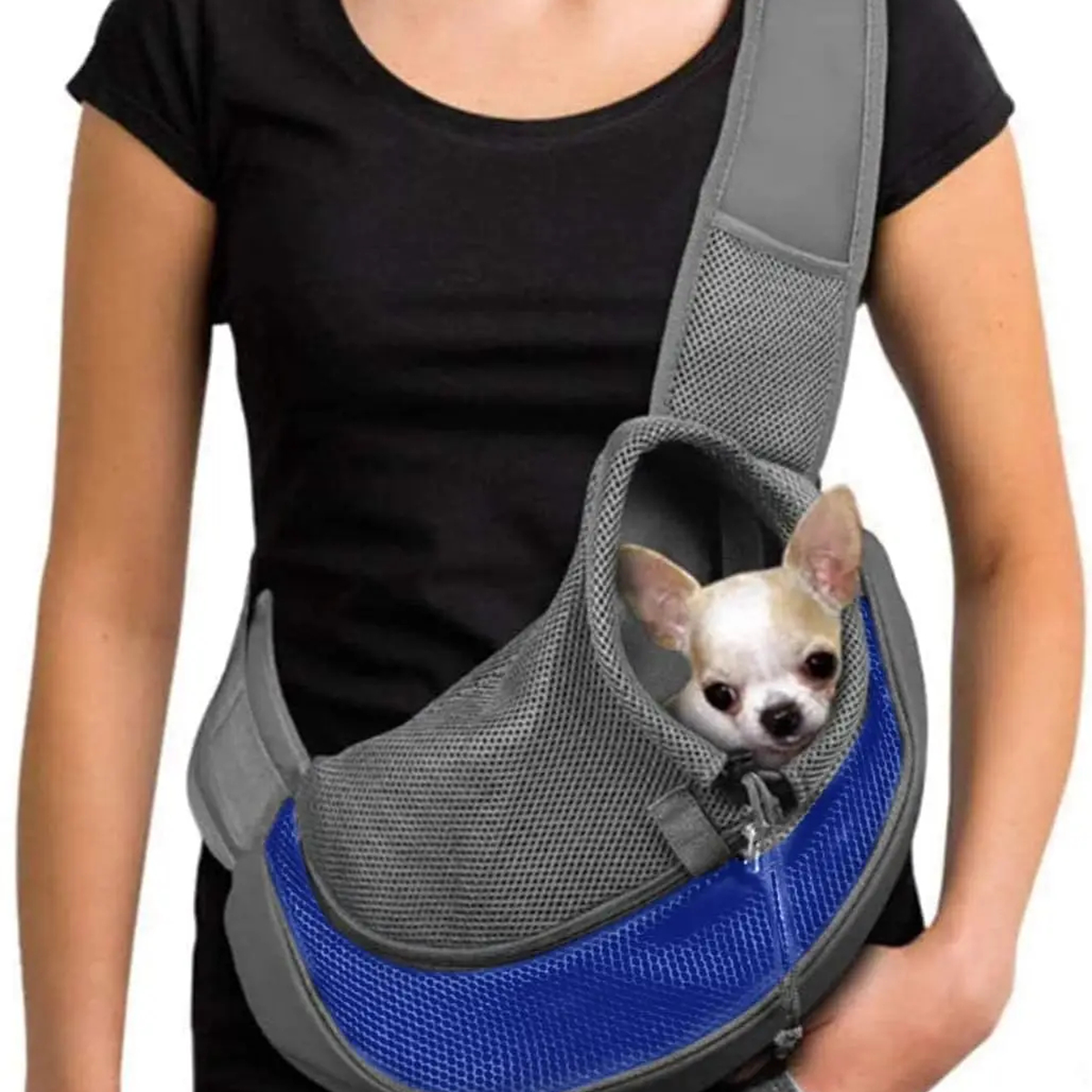 Reflective Mesh Pet Carrier Sling Bag with Adjustable Strap