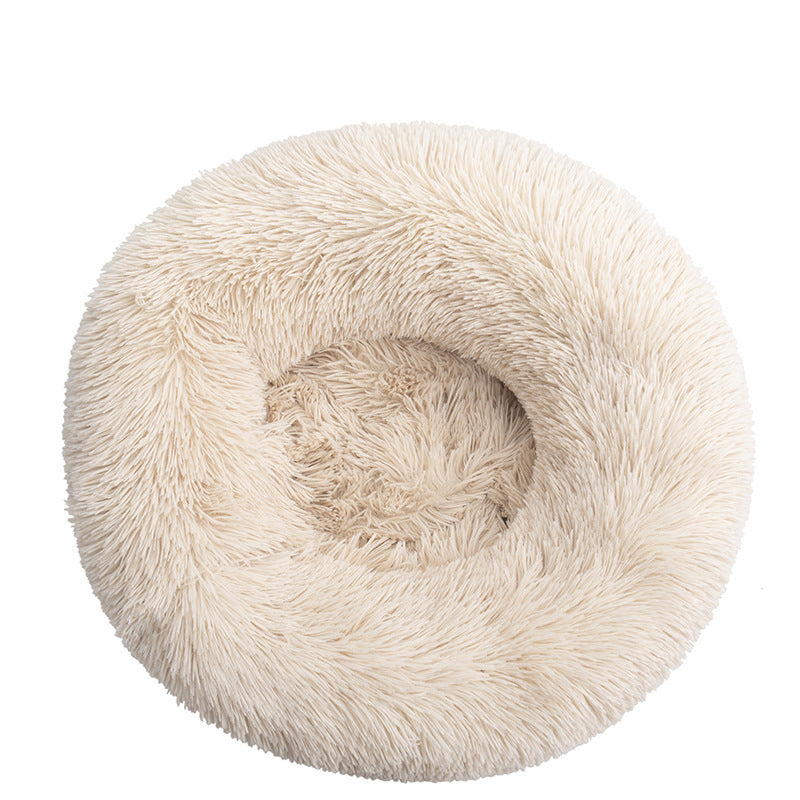 Donut Pet Bed with Raised Rim — Soft Plush for Cats & Dogs
