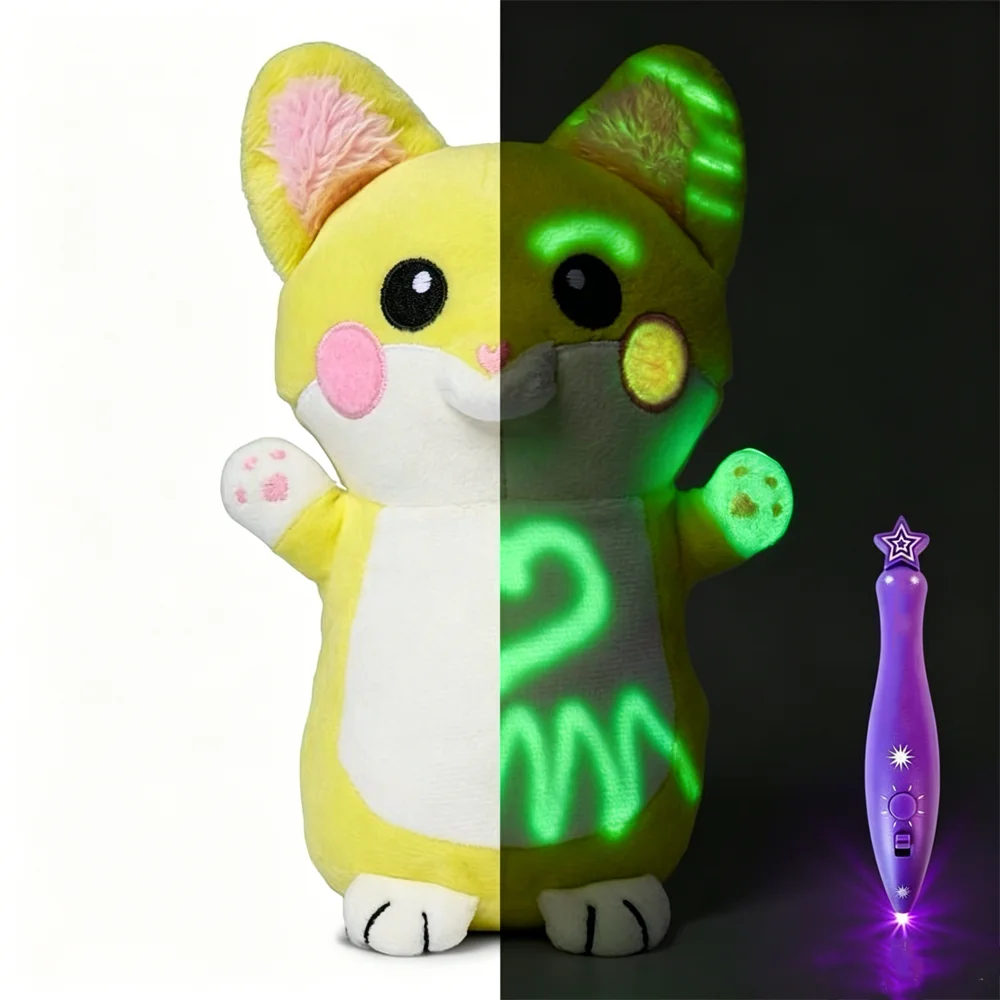 Glow Drawing Plush Toy with Light Pen for Kids 15-18cm