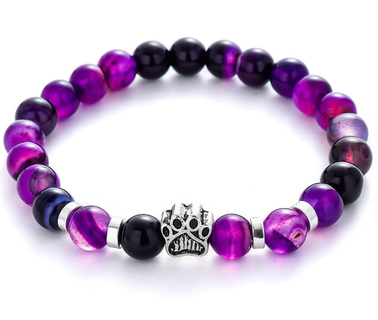 Dog Paw Bead Bracelet Natural Stone 8mm 35 Stone Options