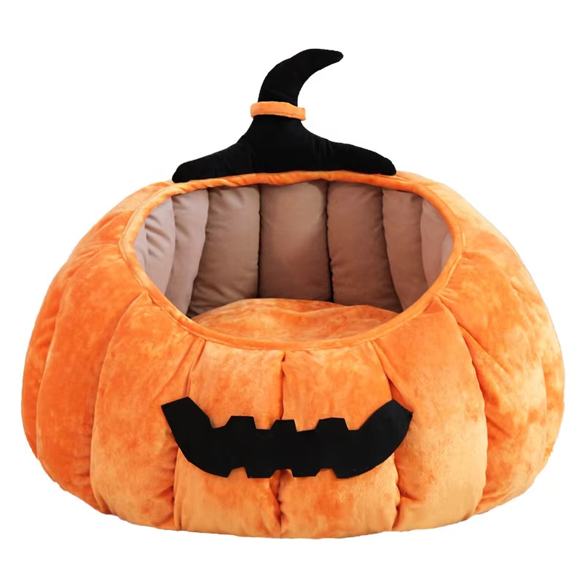 Pumpkin Cat Bed, Round 54 cm, Raised Rim, Removable Cushion