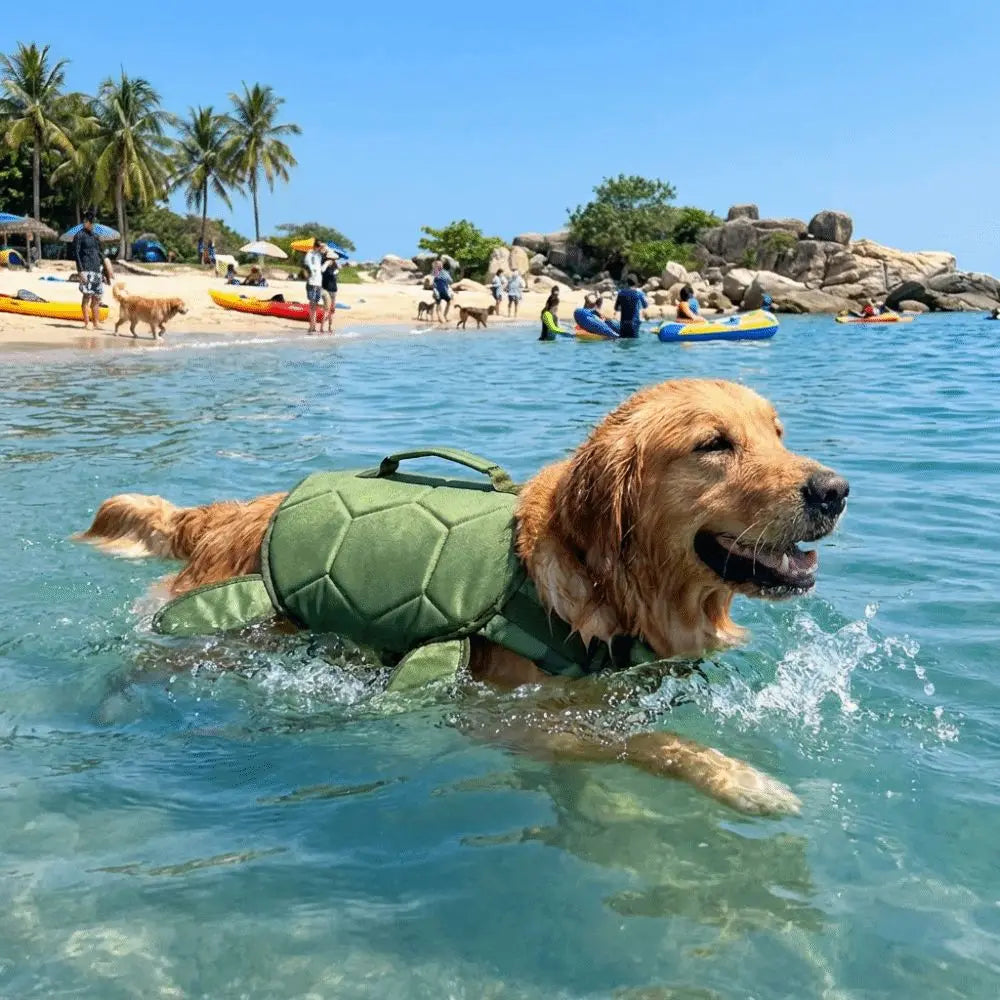 Dog Turtle Swimming Vest Adjustable Buoyancy Aid S-XL