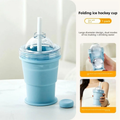 Foldable Silicone Ice Maker Cup with Straw & Lid – Freezer Safe