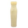 Strapless Sequin Evening Gown with Satin Bodice and Slit