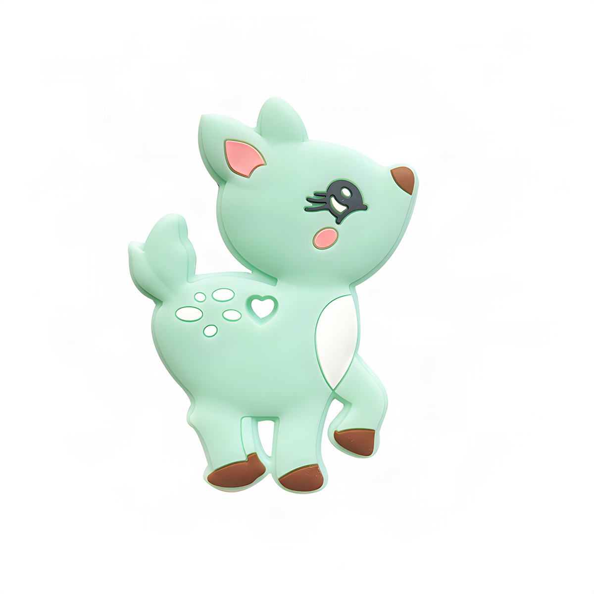 Silicone Deer Baby Teether with Rounded Edges in Five Colors