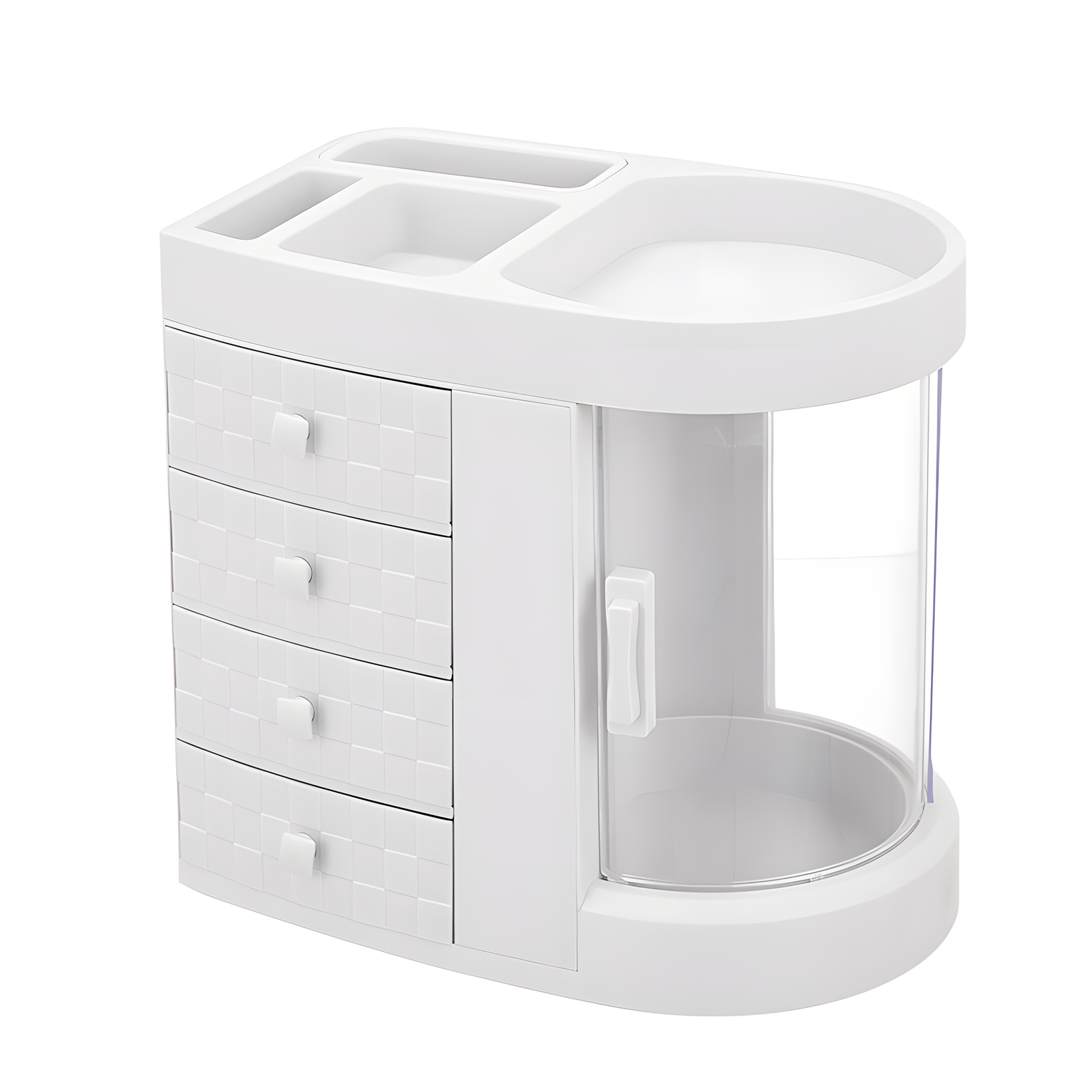 Rotating Makeup Organizer with Drawers 4-Tier White 32.5cm
