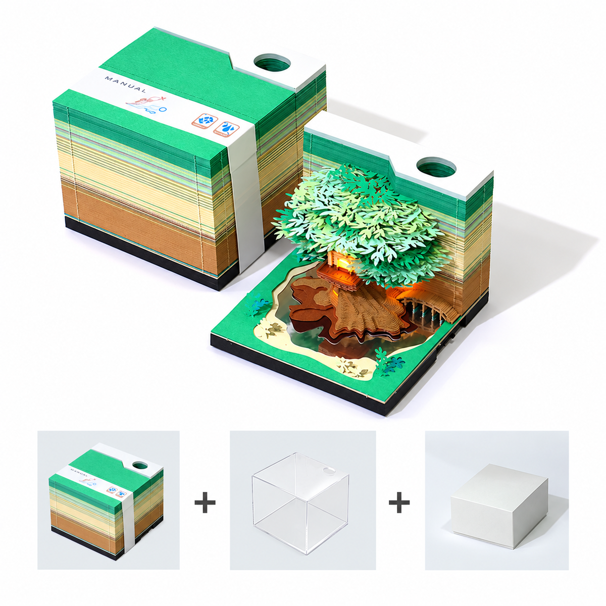 Treehouse Paper Sculpture Memo Pad, 218 Pages and Light
