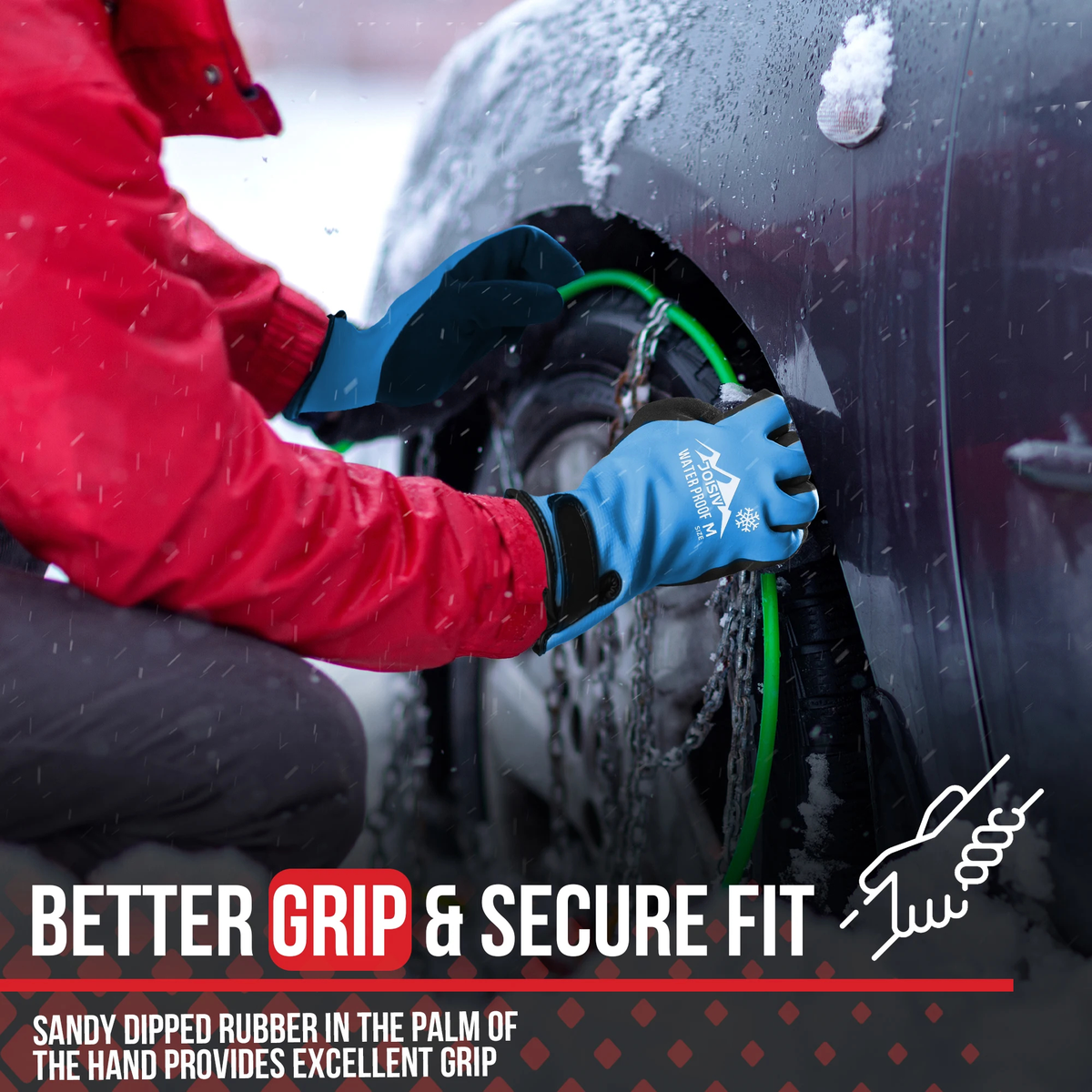 Fleece-Lined Winter Work Gloves with Adjustable Wrist Straps