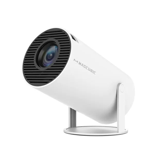 White security camera with black lens on a white background
