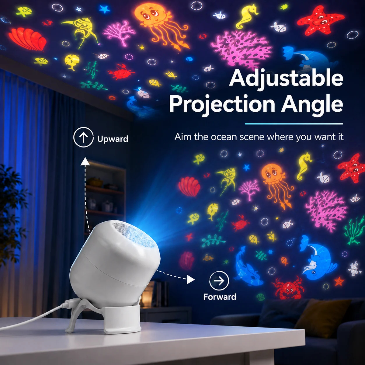 USB Projection Night Light, Ocean or Christmas Scene Options