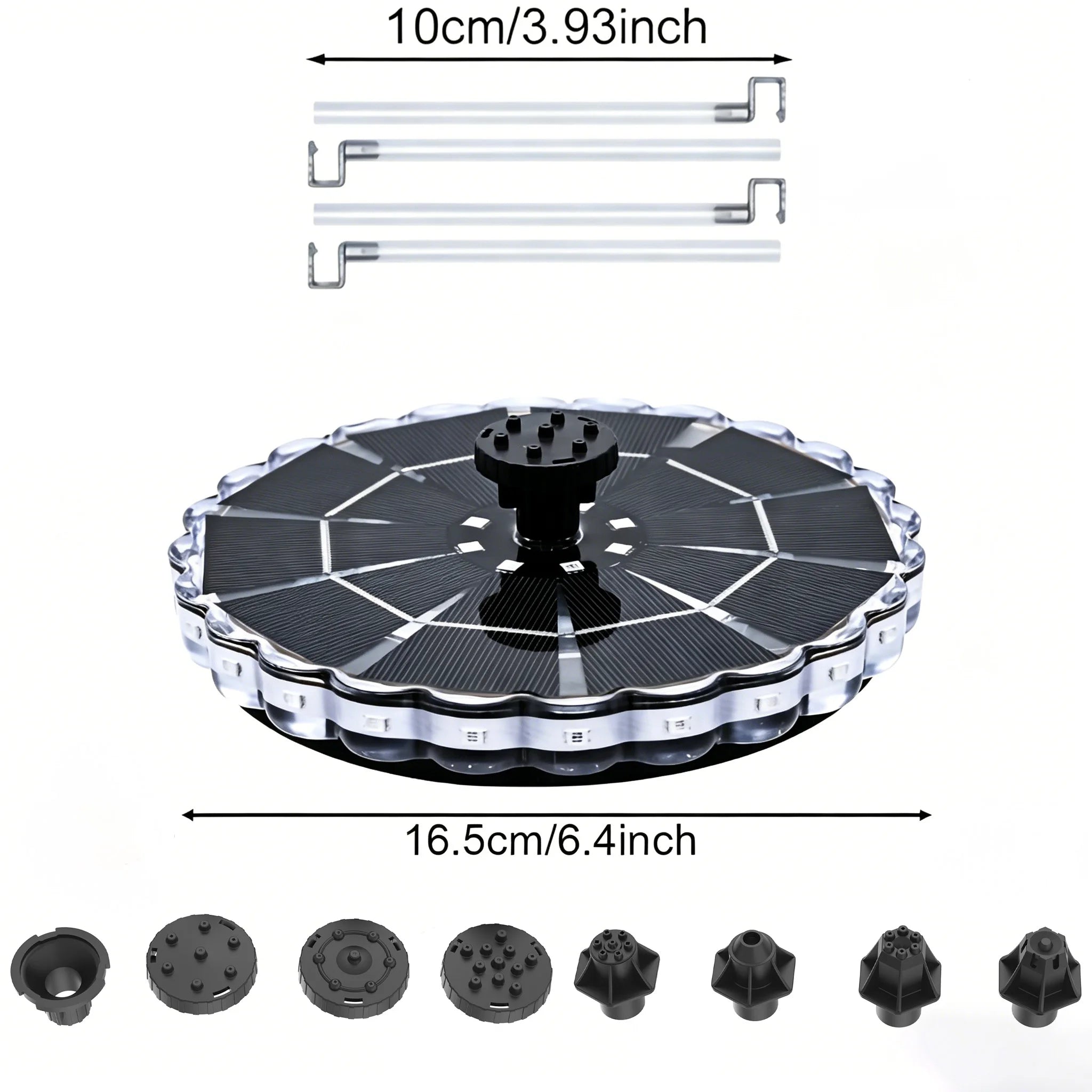 Solar Garden Fountain Pump with LED Lights & 7 Nozzles