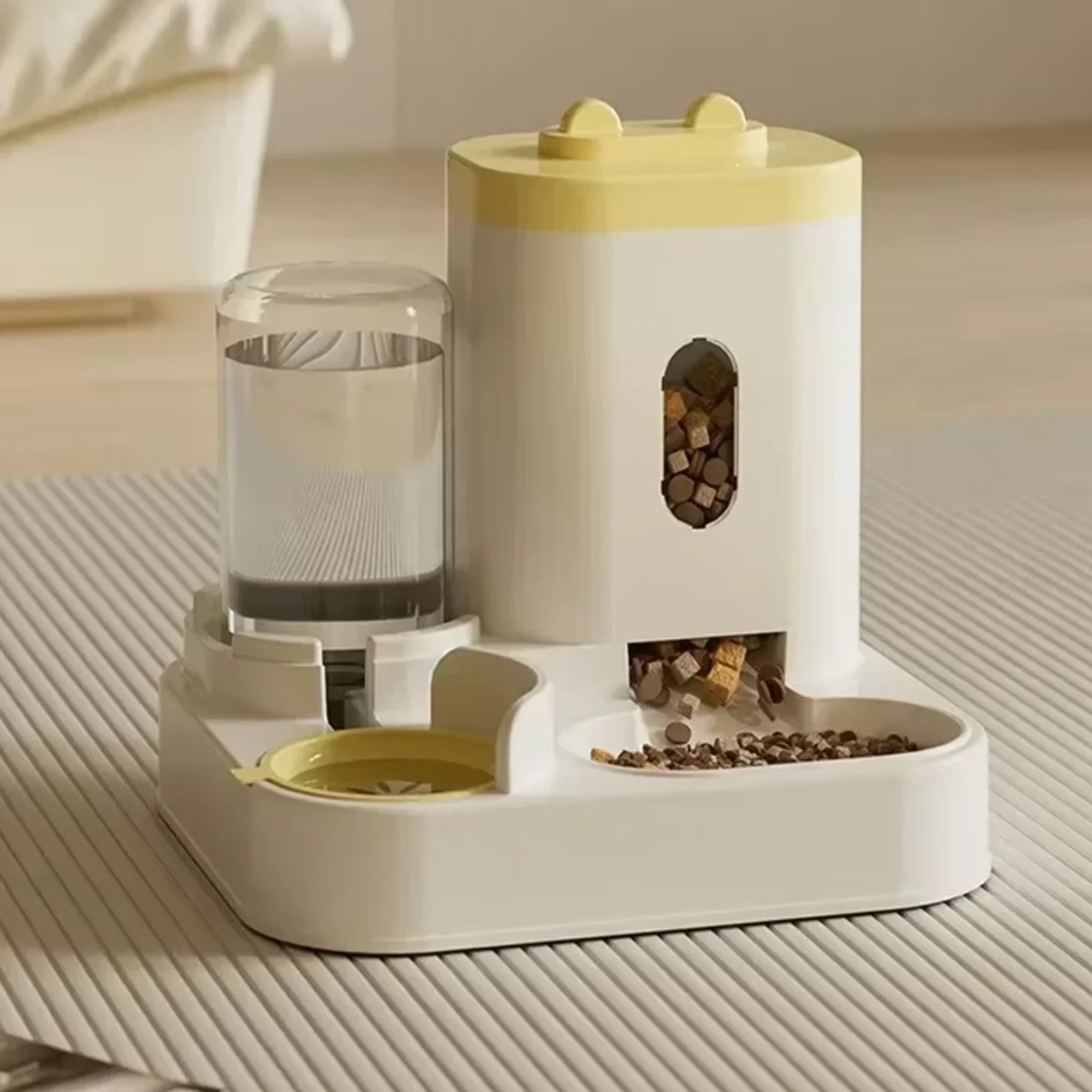 Gravity Pet Feeder and Water Station with Food-Level Window