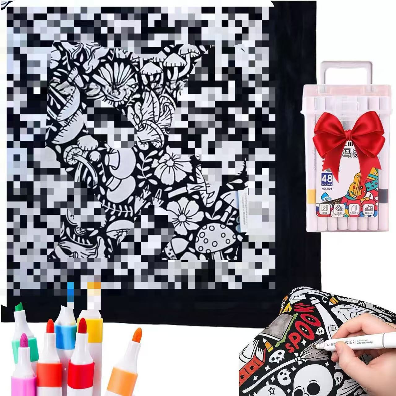 DIY Coloring Blanket with 12 Fabric Markers – Velvet