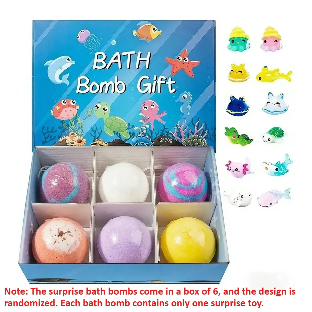 Kids Bath Bombs Gift Set with Surprise Ocean Toys Inside