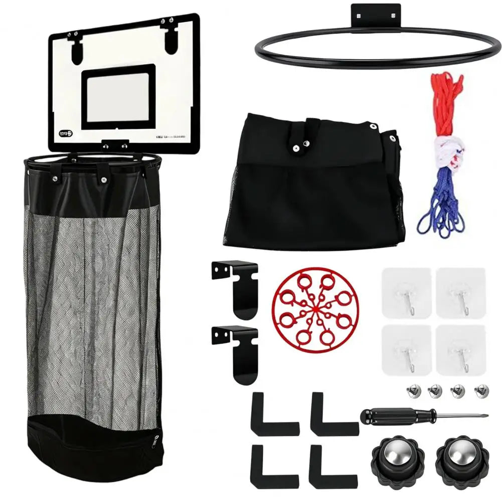 Over-Door Basketball Hoop Laundry Hamper for Kids