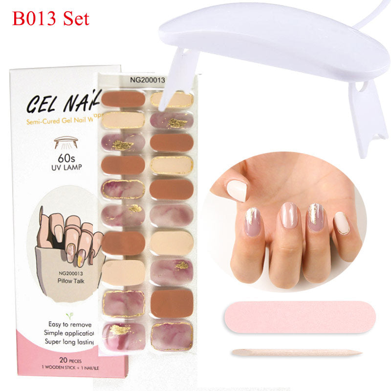Gel Nail Wraps with UV Lamp Set - French Full Cover Manicure Kit