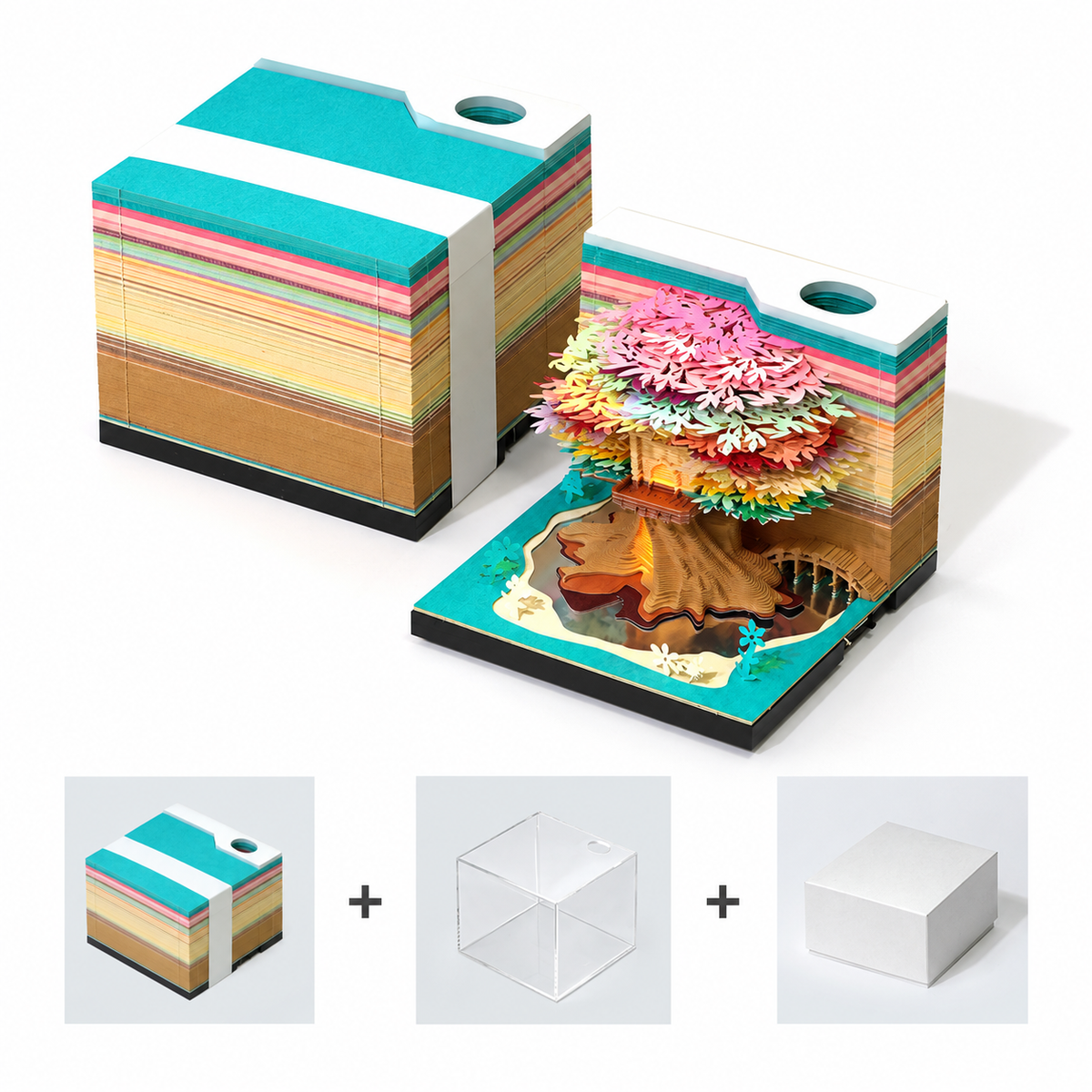 Treehouse Paper Sculpture Memo Pad, 218 Pages and Light