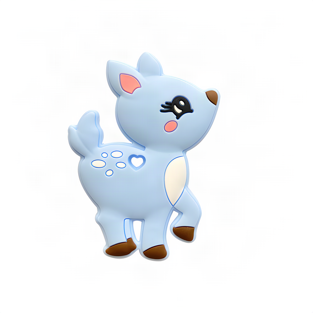 Silicone Deer Baby Teether with Rounded Edges in Five Colors