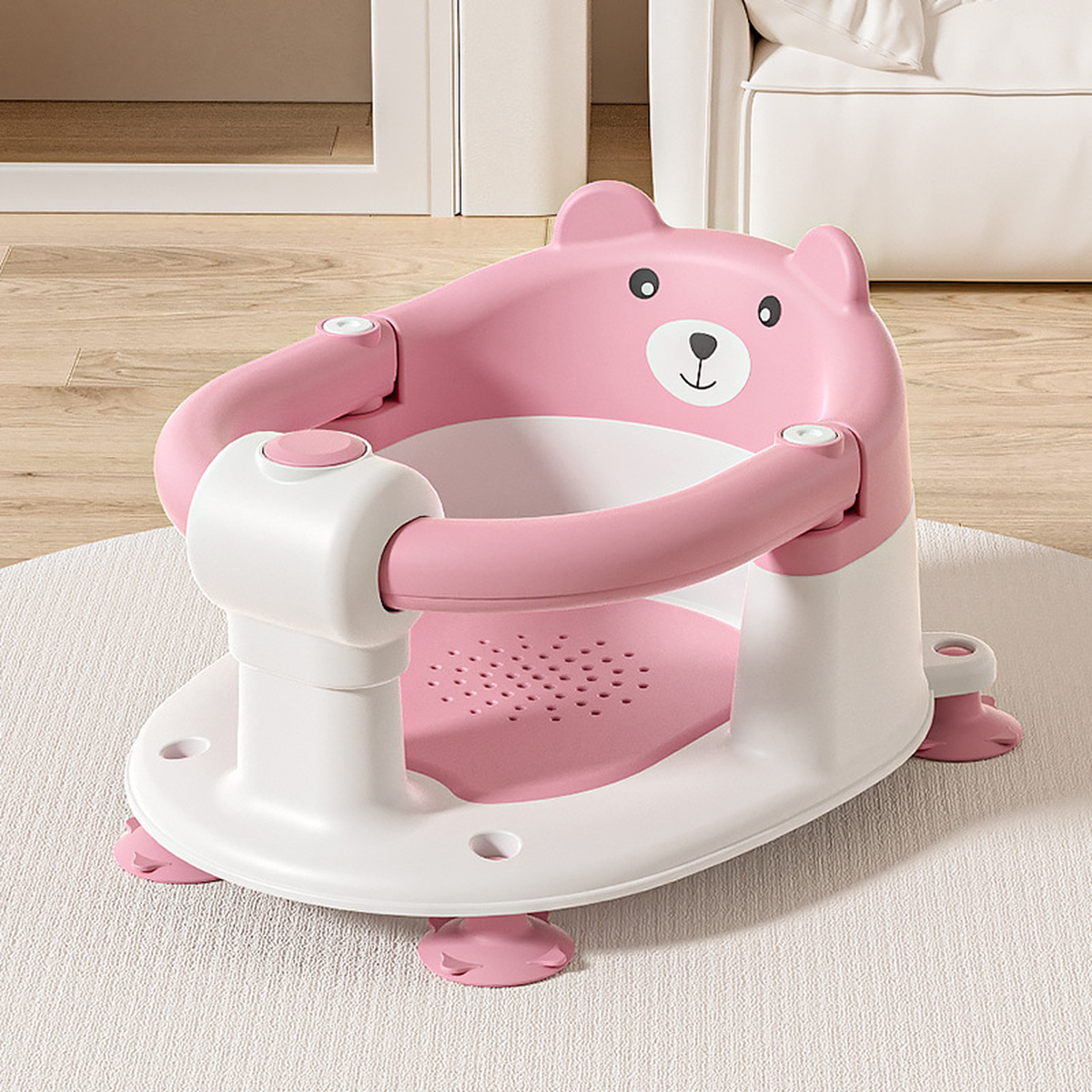 Foldable Baby Bath Support Seat with Suction-Style Feet
