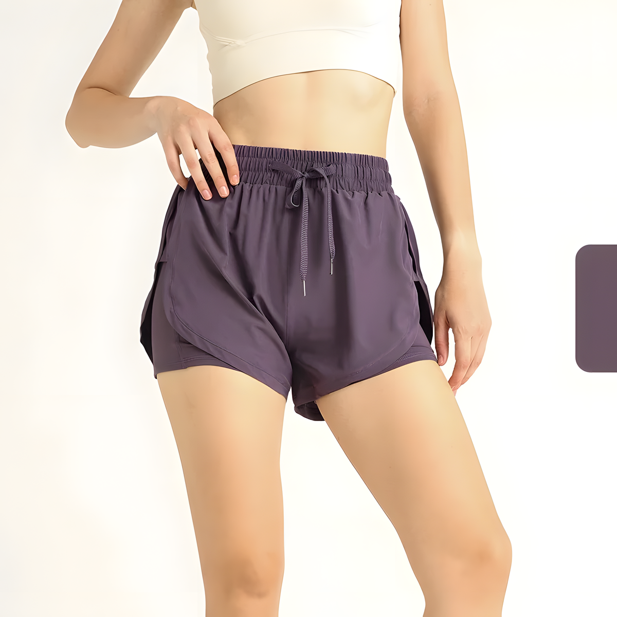 Women's High-Waist 2-in-1 Workout Shorts with Inner Pocket
