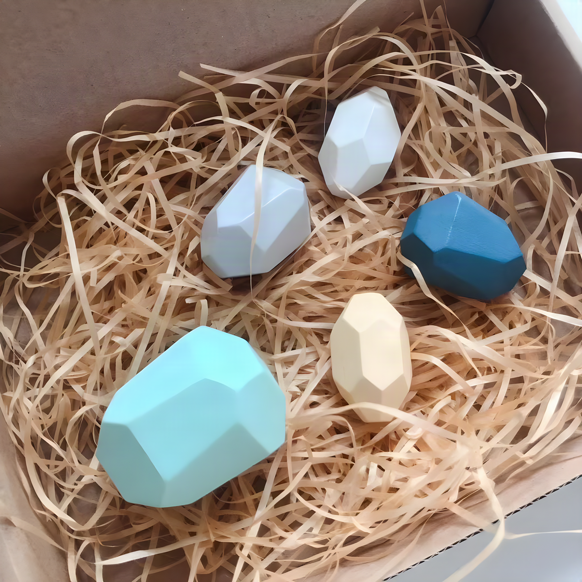 Wooden Balancing Stone Blocks, Faceted Tabletop Stacking Toy