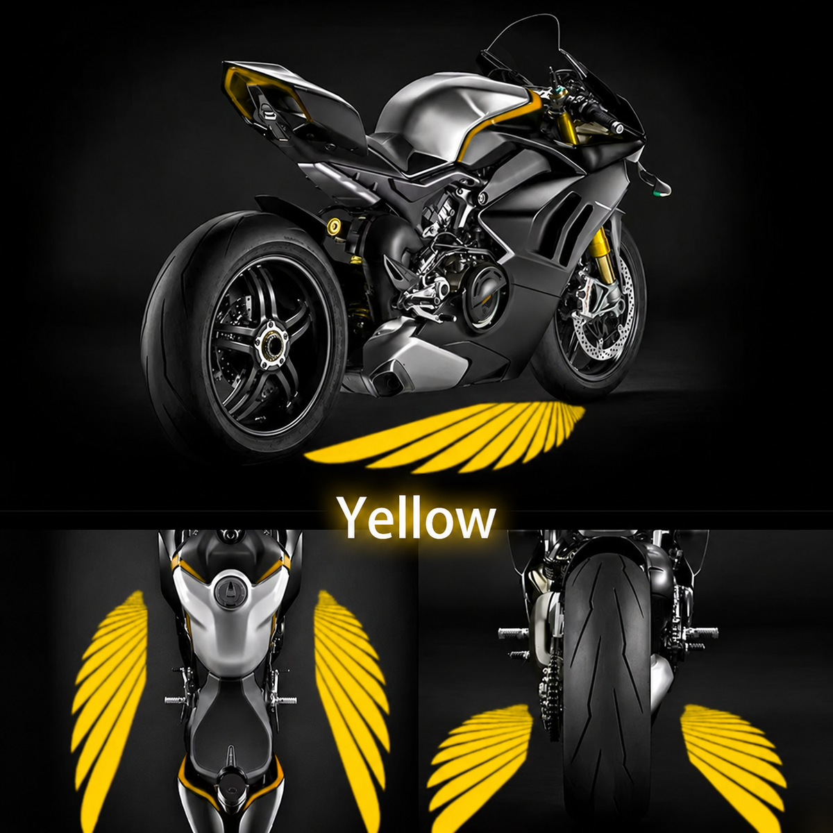 Motorcycle Angel Wing LED Projector Lights, Wired 2-Pack