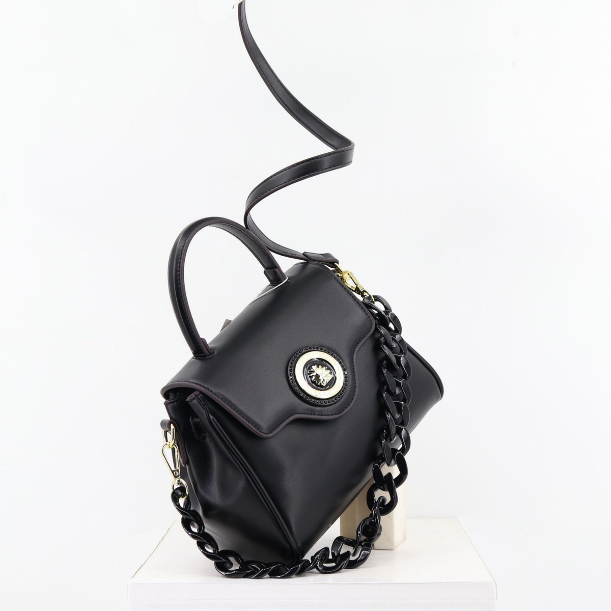 Chain-Strap Shoulder Bag with Flap and Inner Phone Pocket