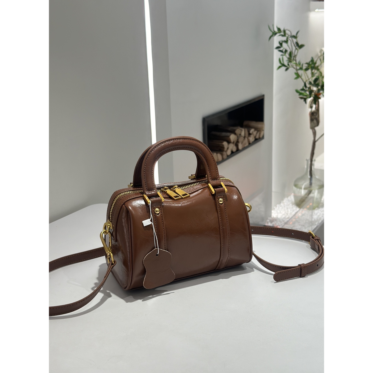 Boston Handbag with Shoulder Strap and Zip Closure in Seven Colors