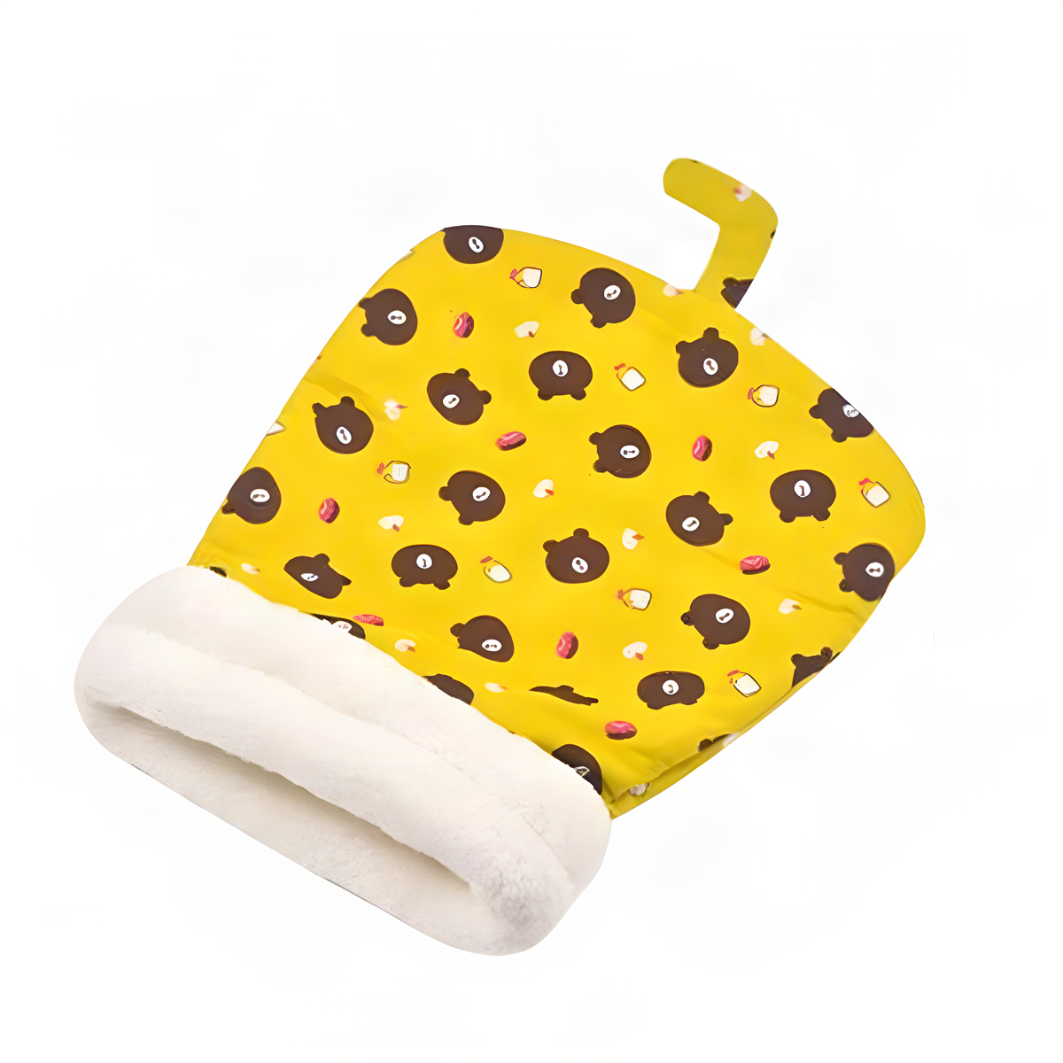 Plush Cat Sleeping Bag with Fold-Over Cuff and Cotton Filling