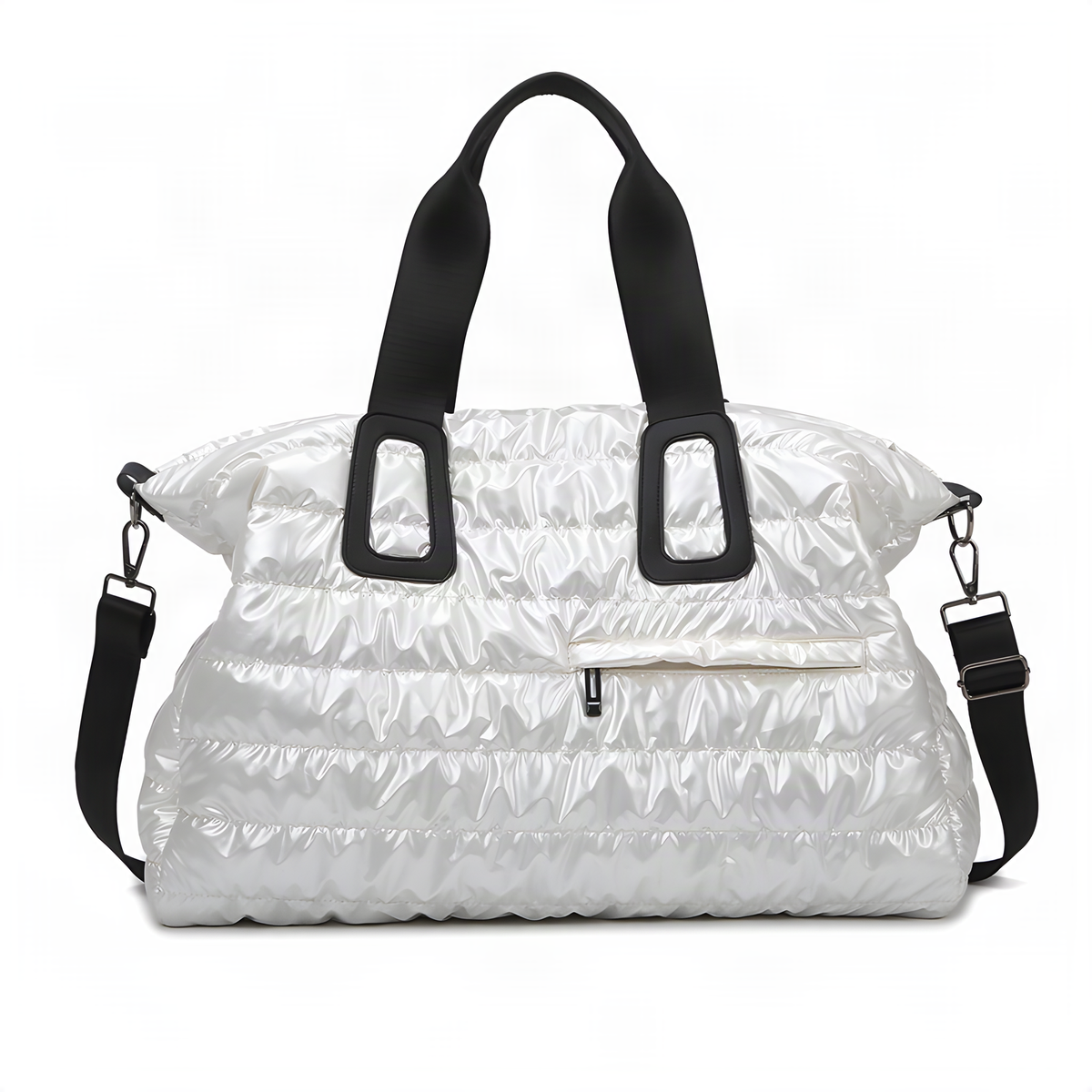Glossy Quilted Travel Duffel Bag, 52 cm and Shoulder Strap
