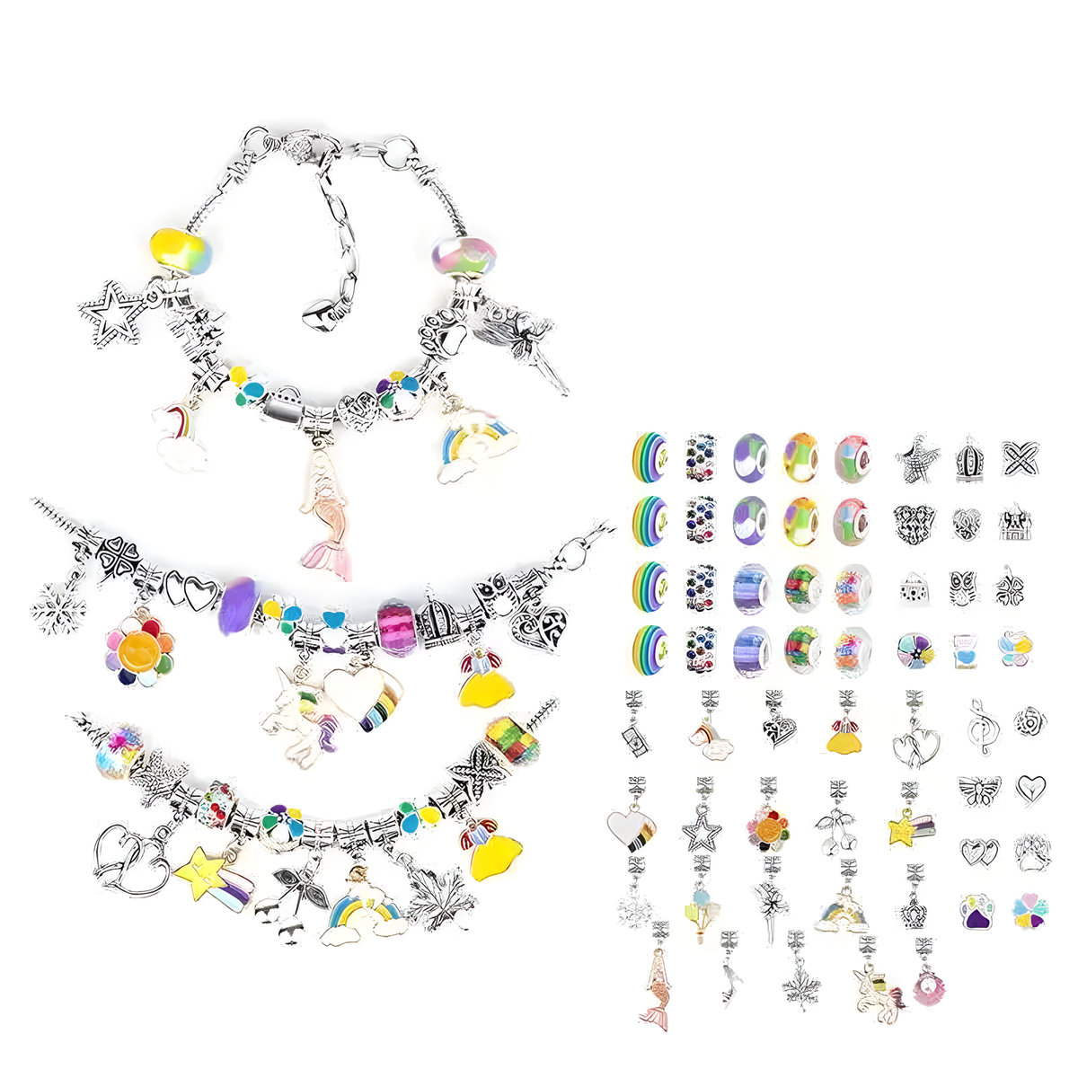DIY Charm Bracelet Making Kit, Colorful Beads and Pendants