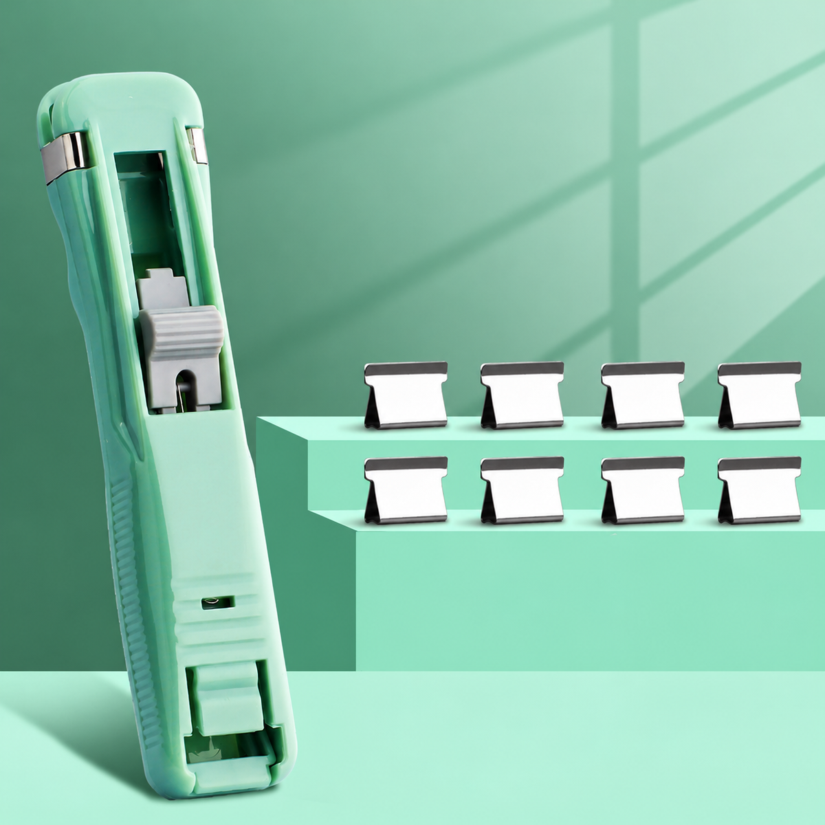 Reusable Paper Clip Dispenser and Separate Clip Refill Packs