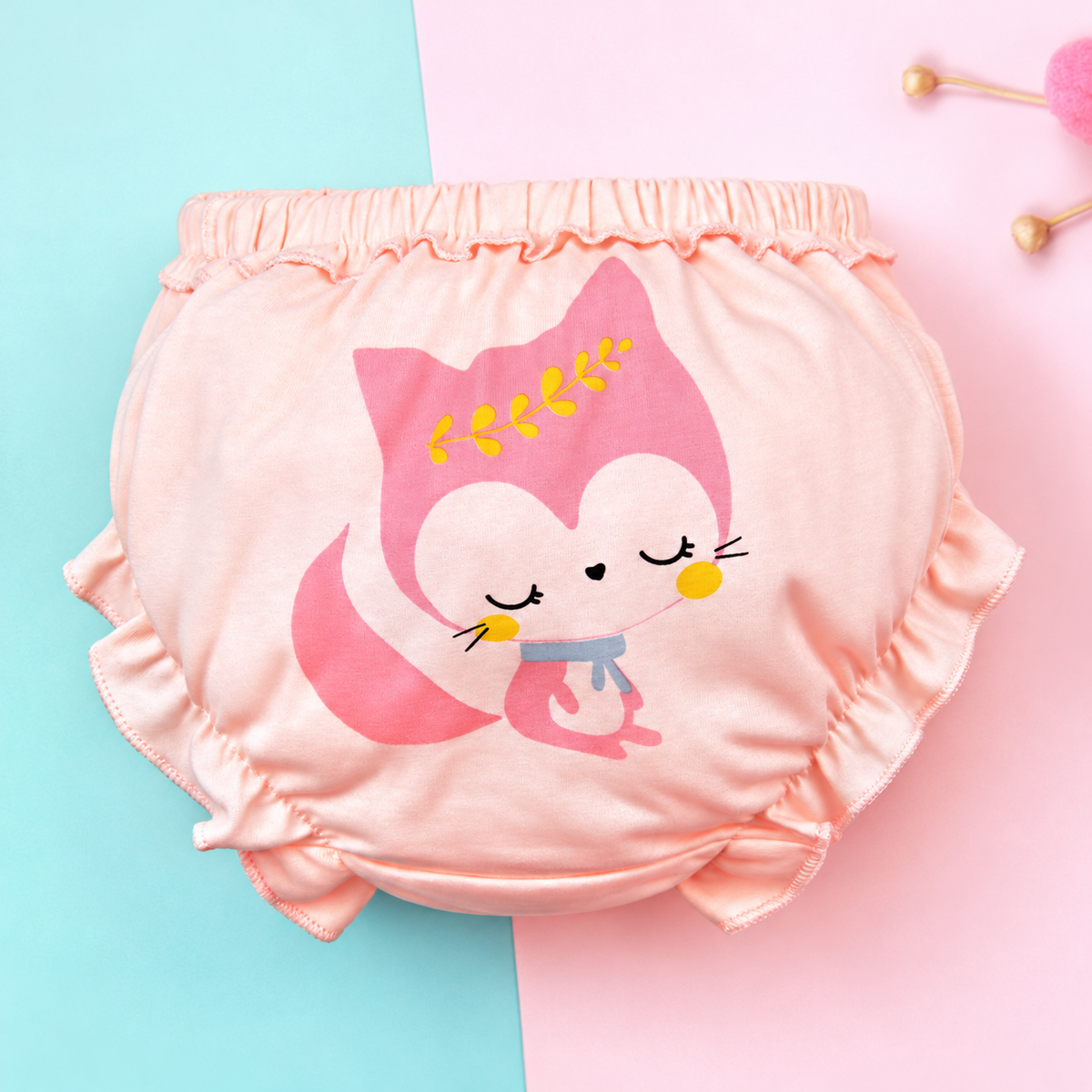 Ruffled Cotton Baby Bloomers with Gathered Waist in Four Prints