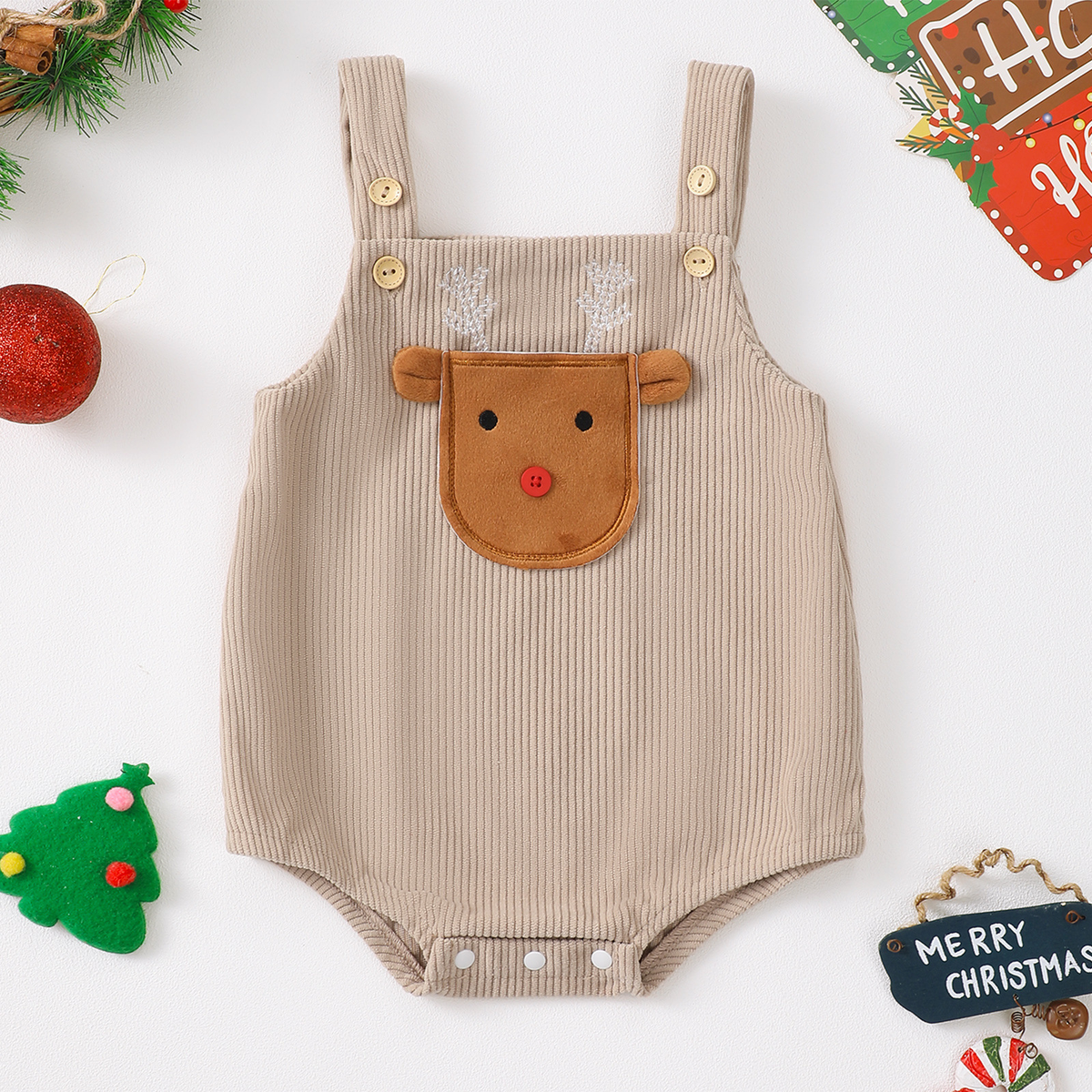 Christmas Baby Romper with Long Sleeves in Three Festive Designs