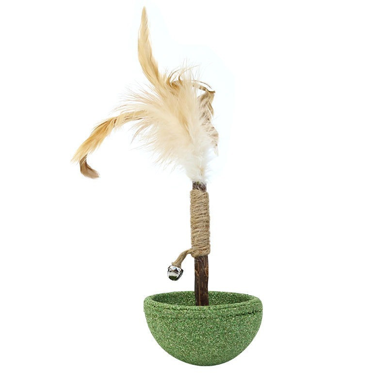 Catnip Tumbler Cat Toy with Feather Teaser & Bell