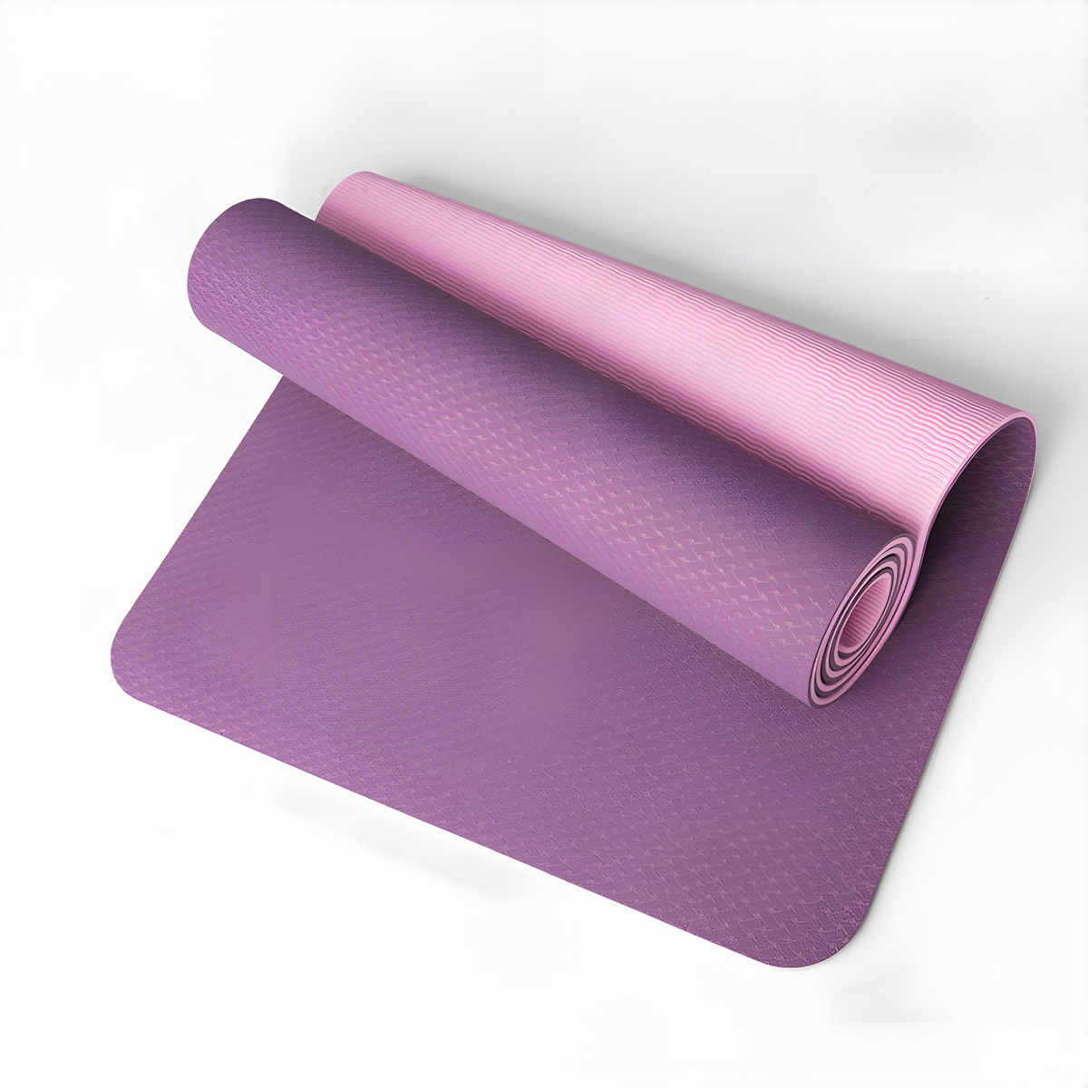 Two-Tone TPE Yoga Mat with Textured Surface and Roll-Up Design