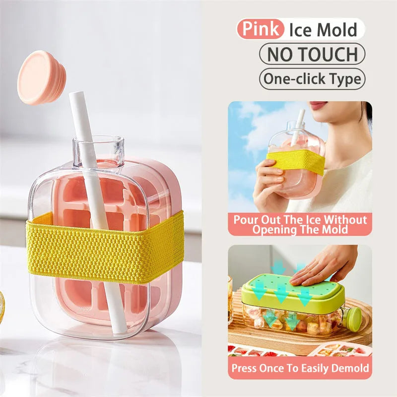 Spill-Proof Ice Cube Maker Tray (Quick Fill & Easy Dispense)