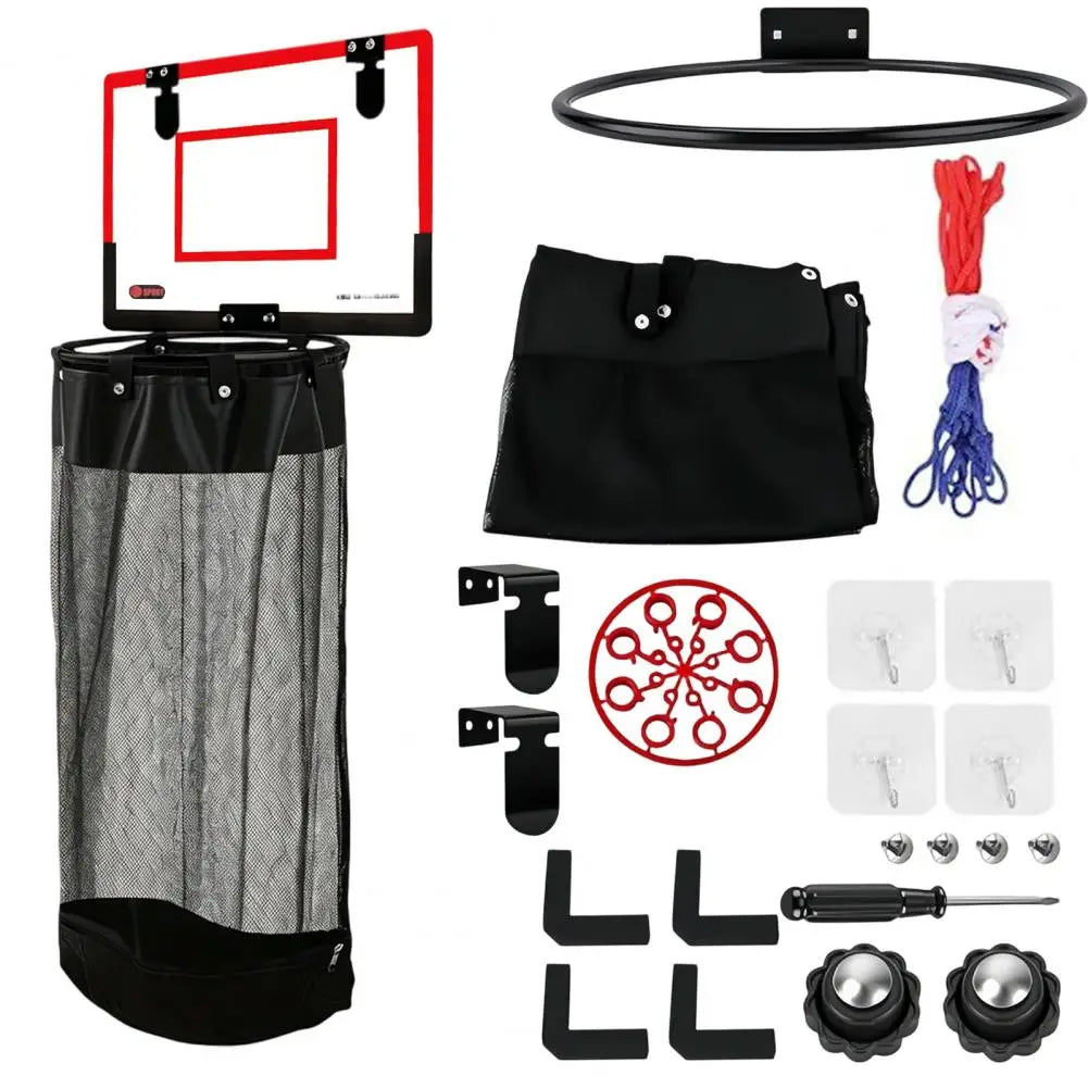 Over-Door Basketball Hoop Laundry Hamper for Kids
