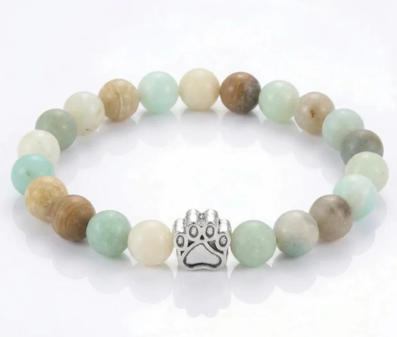 Dog Paw Bead Bracelet Natural Stone 8mm 35 Stone Options
