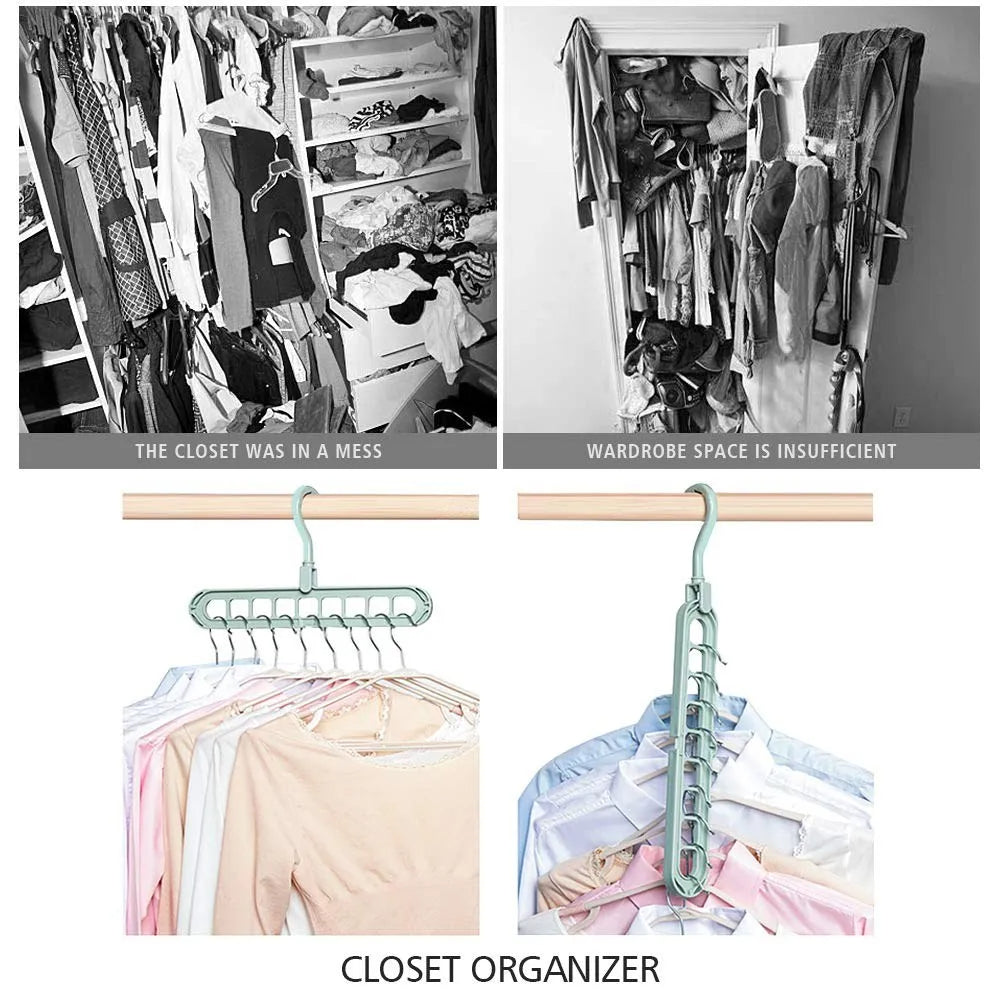 9-in-1 Smart Folding Closet Hanger - Multi-functional Space-Saving Organizer - TradixPro