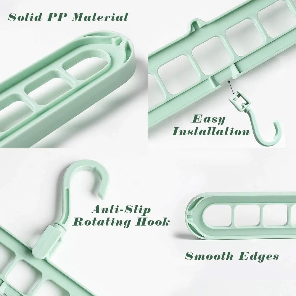9-in-1 Smart Folding Closet Hanger - Multi-functional Space-Saving Organizer - TradixPro