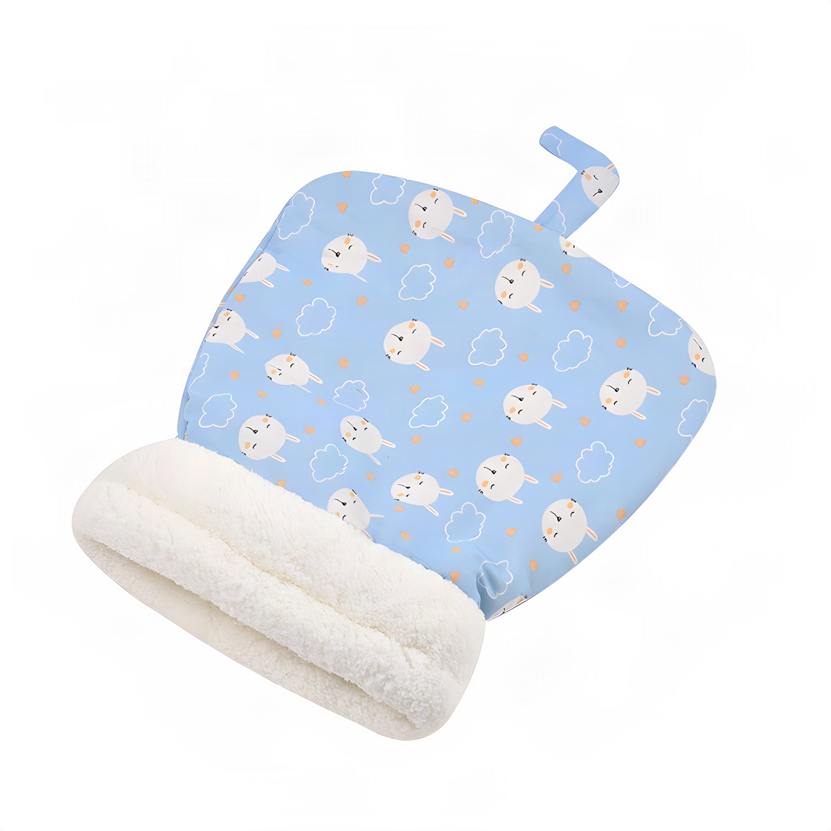 Plush Cat Sleeping Bag with Fold-Over Cuff and Cotton Filling